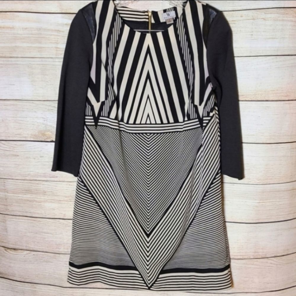 Worthington Women's Long Sleeve Geometric Print Mini Shift Dress Size 4